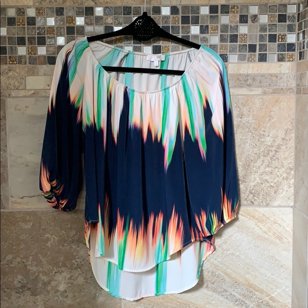 Multi Colored Polyester Top With Belled Sleeves - image 1
